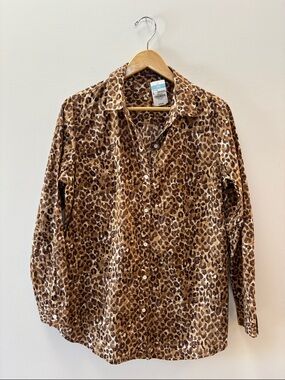 J. McLaughlin Leopard Print Button-Down Shirt in Brown and Tan